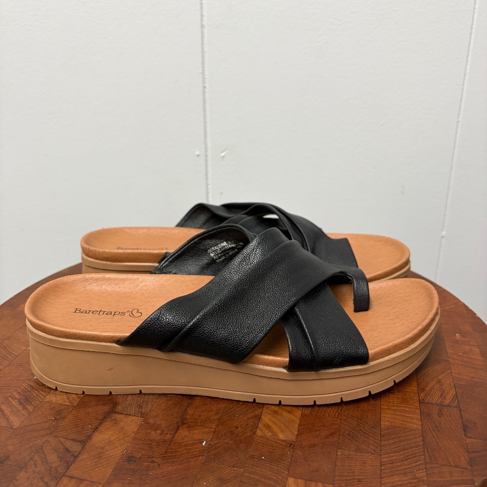 Baretraps Geraldine Black Wedge Sandals Women's Size 8.5 - Picture 3 of 7